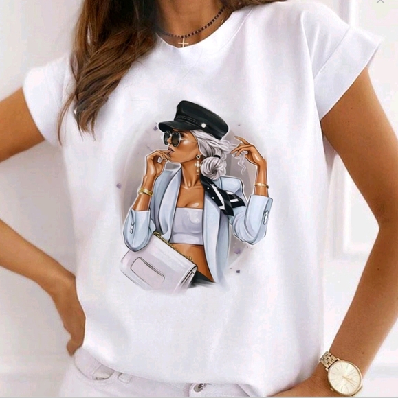 Tops - New Urban Girl Fashionista Graphic Design Tee Various Sizes